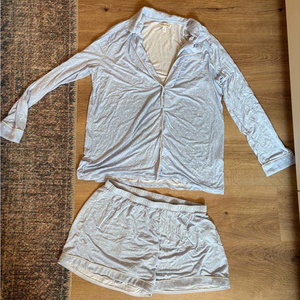 Nordstrom Light Blue Polka Dot Pajama Set